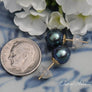 Brilliant Blue Freshwater Pearl Gold Post Earrings - OutOfAsia